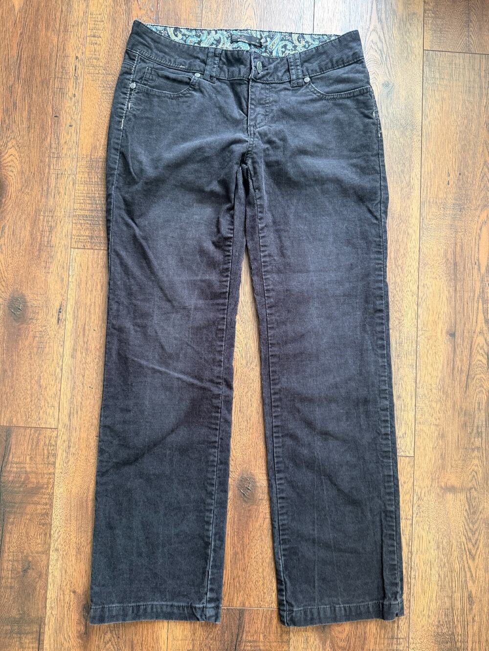 prAna Gray Corduroy Cotton Straight Leg Pants Outdoor Casual Academia Size 4